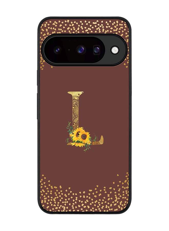 For Google Pixel 10 Case,Slim fit Camera Protection, Shockproof Thin Phone cover  - Custom Floral Monogram - L  (Brown )